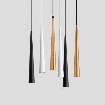 Nordic Industrial Wind Black Gold Long Tube LED Chandelier for Dining Room