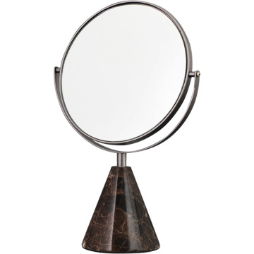 Marble Base Double-Sided Metal Frame Desktop Makeup Mirror for Room and Bedroom Decoration