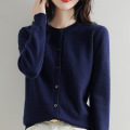 Women's Crewneck Button Down Sweater Cardigan