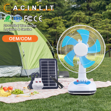 16 Inch and 12 Inch Rechargeable Solar-Powered Oscillating Desk Fan