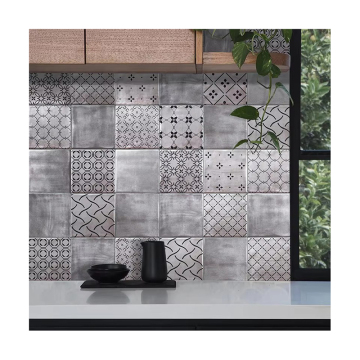 Metallic Silver Glazed Porcelain Wall Tiles - European Style 150x150mm Wear-Resistant