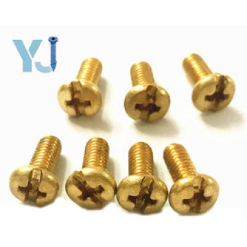 Tornillos combinados Phillips ranurados de latón para interruptor, tornillos terminales de latón empotrados con combinación de precisión