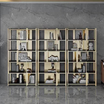 Modern Luxury Golden Stainless Steel Wall Storage Rack Display Shelf