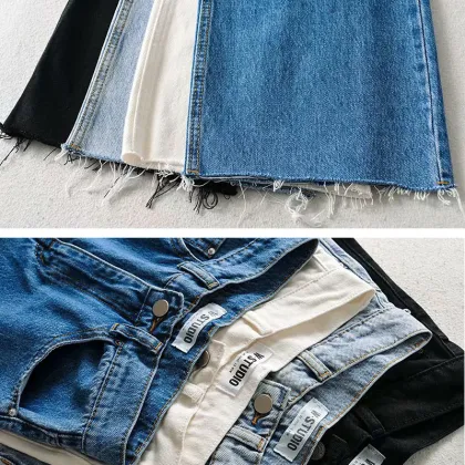 Light-colored retro high-waisted jeans