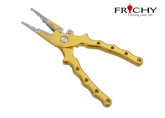 Yellow Heat-treated Aluminum Fishing Pliers Tools With Replaceable Tungsten Carbide Cutter