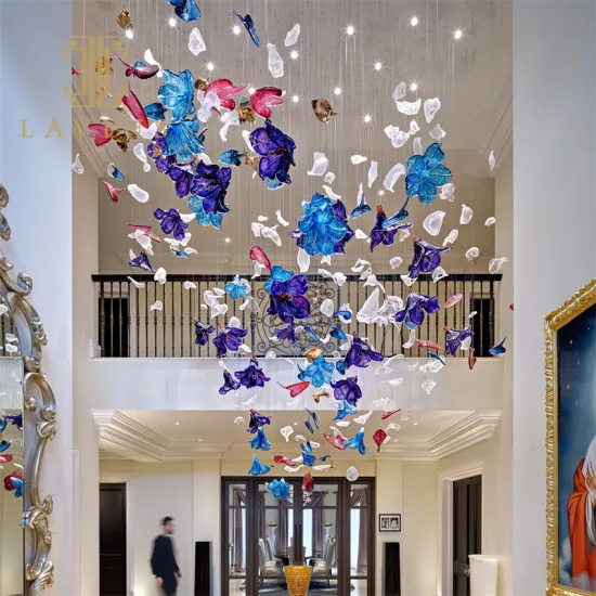 Light Luxury Colorful Large Chandelier for Foyer Staircase