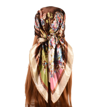 Factory Wholesale: 90x90 Hijabs de Paisley imprimé à Foulard - Châles féminines en soie en satin pour musulmans