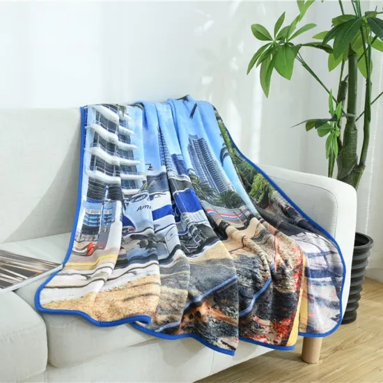 Amazon hot sell Best quality custom 100%polyester chunky knit  printed fleece blanket with picture