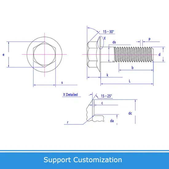Grade 10.9 Black Carbon Steel Hex Washer Head Bolt