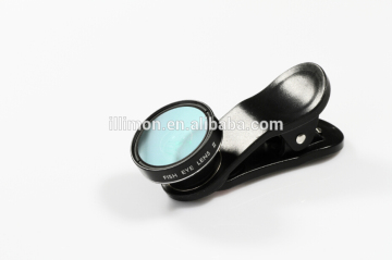 ILLIMON new products 3 in 1 lens mobile phone camera extra lens with 0.67X wide angle 180degree fisheye and macro lens