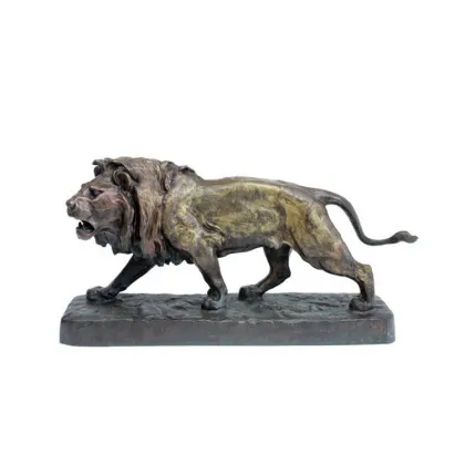 Life size walking brass lion statues