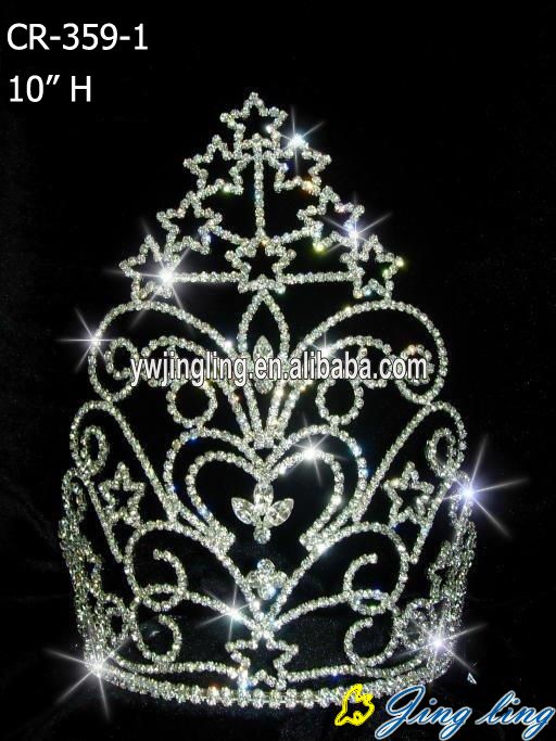 High quality many stars crown rhinestones Pageant Crown