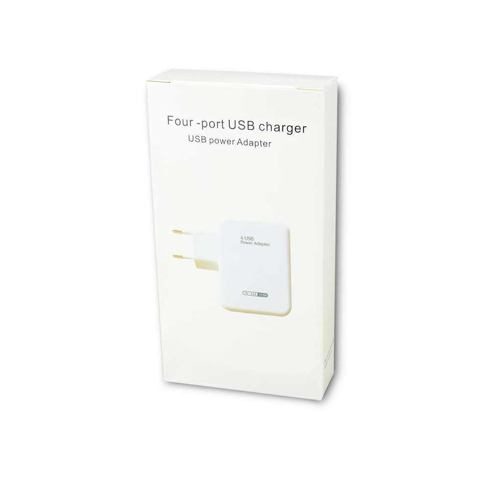 15.5W 4-Port متعدد شاحن USB الجدار الهاتف الأبيض