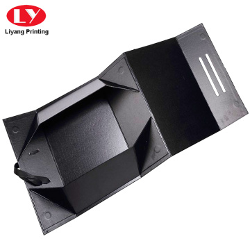 Matte gift folding box packing with ribbon closure