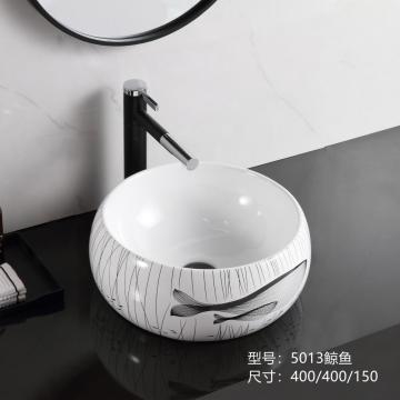 Luxury countertop round ceramic bathroom vessel sink