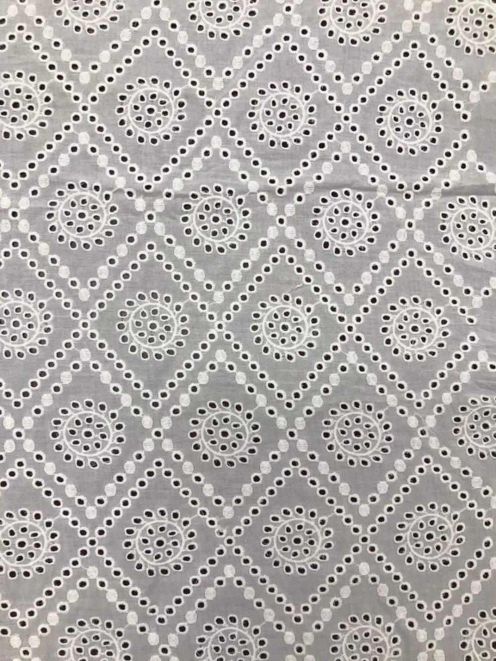 porous white Cotton embroider fabric
