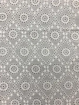Porous White Cotton Embroider Fabric