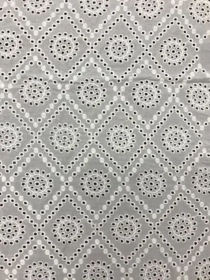 Porous White Cotton Embroider Fabric