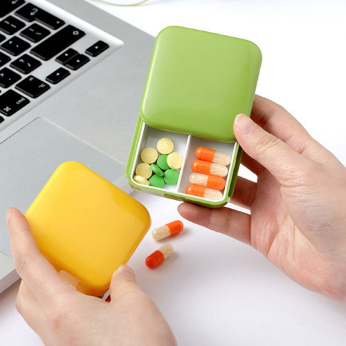 1 PC Open Style Pill Box Mini Portable 2 Grid Push Medicine Pillbox Tablet Storage Case Container Cases Storage Box New