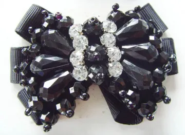 Nice Vintage Black Fabric Flower Shoe Clips