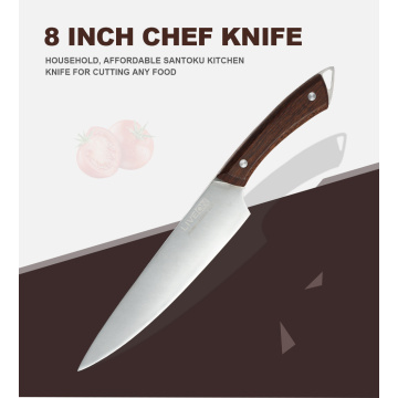 8 INCH CHEF KNIFE with WOOD HANDLE