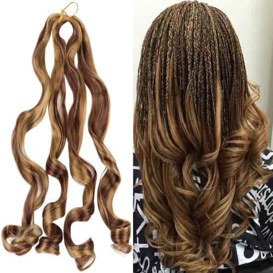 20 Inch Loose Curl  Wave Crochet Braids Synthetic Braiding Hair  Pre-Looped Natural Black Deep Wave Crochet Hair Extensions