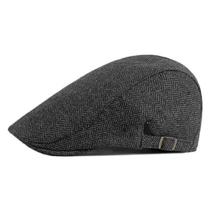 British Retro Men's Beret Hat: Spring and Autumn Herringbone Design for Middle-Aged and Elderly