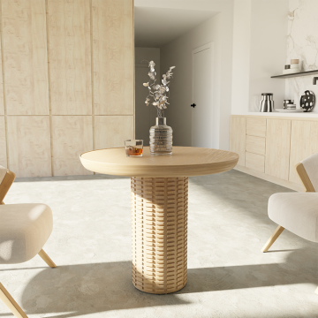 Mrs. Wood's French-Style Recycled Pine Dining Room Furniture: Round Table Set for Restaurants and Home