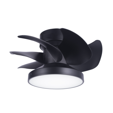 Ventilador de teto decorativo moderno preto com módulo de LED