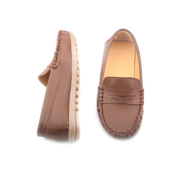 Wholesales Rubber Sole Leather Boat Shoes Kids Casual Shoes