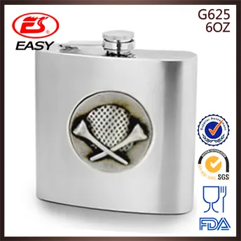 Wholesale custom 6oz BPA free high quality captain morgan hip flask with golf ball