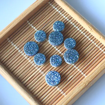 Natural Round Agate Crystal Cluster Violet Blue Crystal