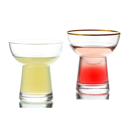 Elegant Stemless Vertical Stripes Cocktail Glasses