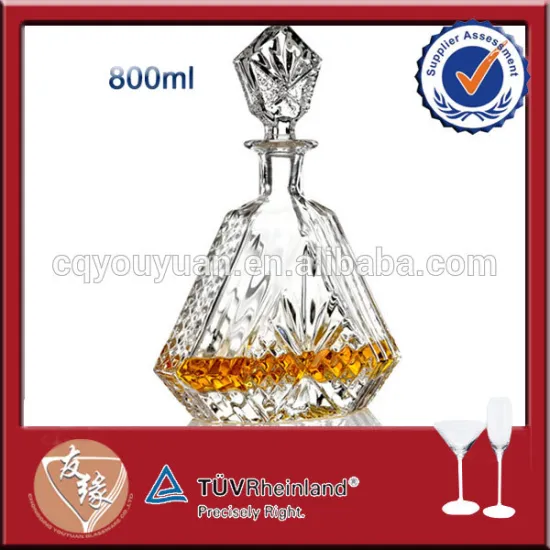 Triangle decanter clear glass liquor whiskey decanter set