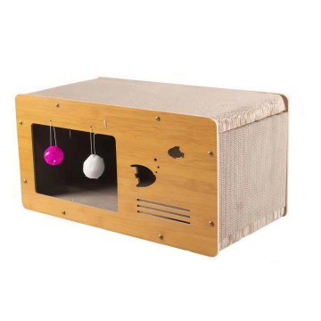 Classic Large Cat Tree Scratcher Toys Accordion Organ Scratching Board with Ball Interactive Cardboard Exercise Lounge Bed
