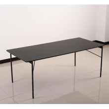 Nordic ash wood plank black dining table