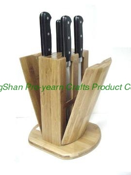Bamboo folding knife block set