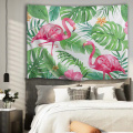 Pink Flamingo Tapestry Palm Leaf Wall Hanging Green Plants Tapestry for Livingroom Bedroom Home Dorm Decor