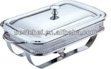 Rect food warmers with chorme net stand