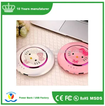 Ultra-thin circular rotating mirror Hello kitty power bank portable cute mini makeup mirror power bank