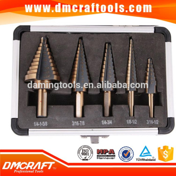 5PCS HSS Cobalt Multiple Hole 50 Sizes Step Drill Bit Set Tools w/ Aluminum Case