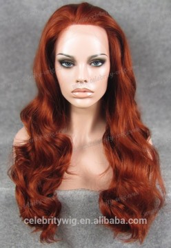 Hot Selling Wave Long Reddish Auburn Synthetic lace Wigs