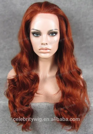 Hot Selling Wave Long Reddish Auburn Synthetic lace Wigs
