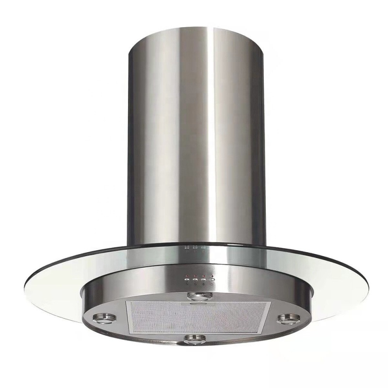 Kitchen Major Appliance Cooker Hood with Push Buttons +Tempered Glass Kitchen Vent ISLAND Range Hood Chimney Extractor