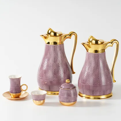 Luxury Royal Elegant Gold Coffee & Tea Set - 27pc Porcelain Turkish Tea Cup Set