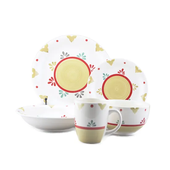 Handpainted Spirals Pattern Rustic Ceramic Tableware