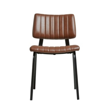 Vintage Dark Gray Faxu Leather Dining Armless Chair with Black Legs - Simple Design