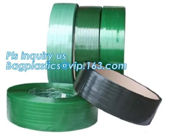 Green PET strapping band PET strap for automatic industry use, Pallet package bundling custom logo printed PP Plastic Straps, PP