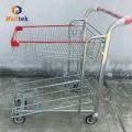 Double layer metal supermarket warehouse hand trolley