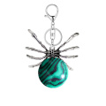 Malachite 16MM Ball Antique Silver Spider Pendant (47x40mm) Necklace 45cm Black Cord